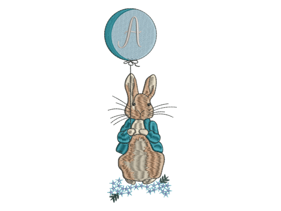 Bunny Balloon Letter A: A Sweet Touch for Personalized Embroidery