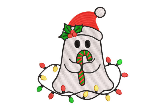 Candy Cane Ghost: A Spooky-Sweet Holiday Embroidery Design