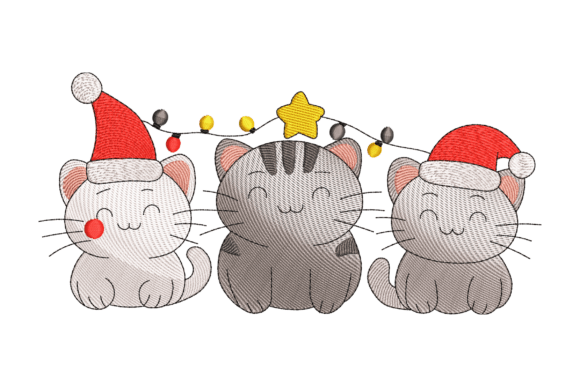 Cat Santa Hat: A Festive Embroidery Design for Craft Fair Success