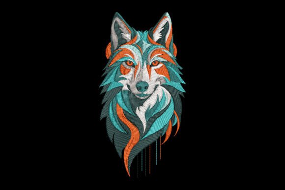Colorful Wolf Head: A Fresh Take on Woodland-Inspired Embroidery