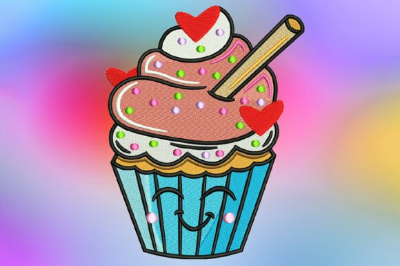 Cute Strawberry Heart Cupcake Embroidery Design Review