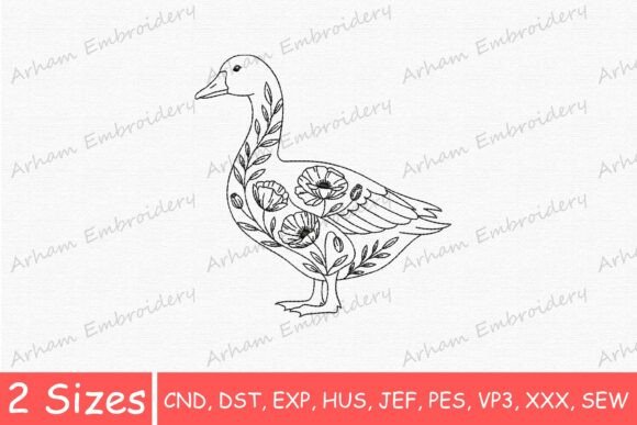 Elegant Floral Duck: A Thoughtful Addition to Your Embroidery Product Line
