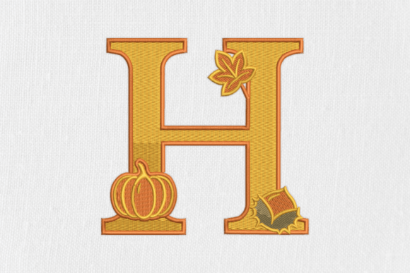 Letter H Autumn Monogram: A Seasonal Embroidery Gem