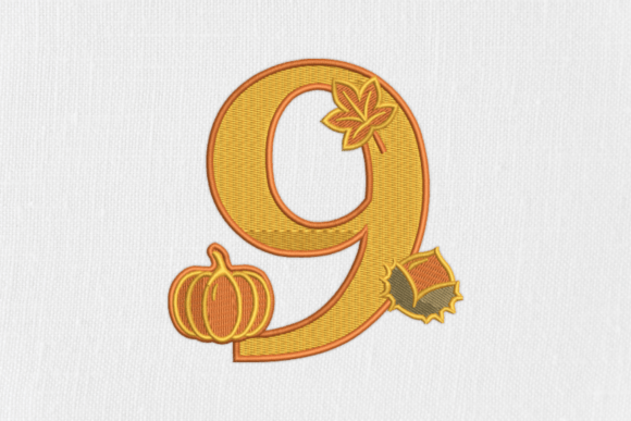 Number 9 Autumn Monogram: A Seasonal Embroidery Gem