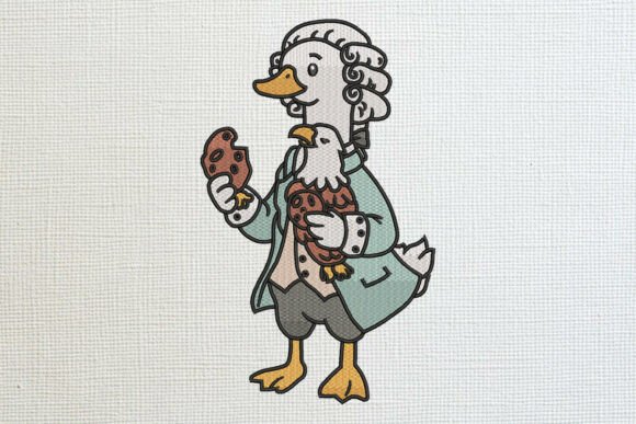 Patriotic Colonial Goose with Eagle Embroidery Design