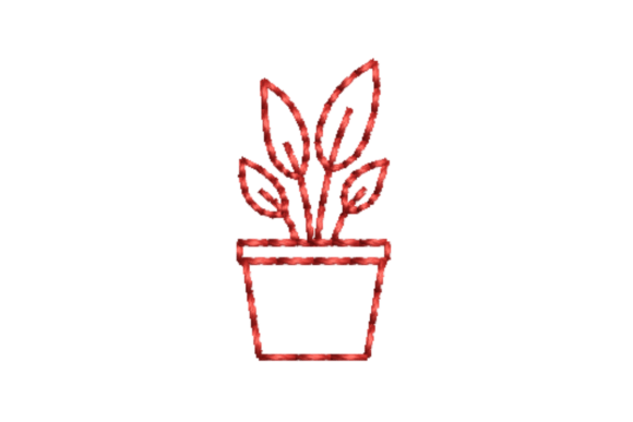 Plant Outline Redwork: A Versatile Embroidery Design for Meaningful Handmade Gifts