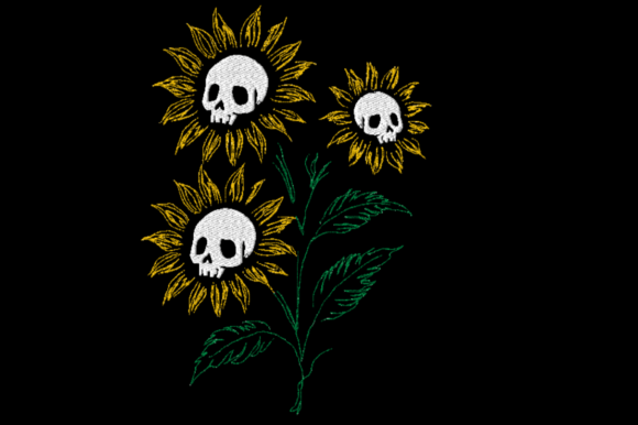 Skull Sunflowers: A Bold Embroidery Design for Boutique Sweatshirts