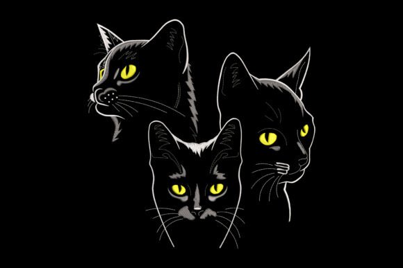 Three Cat Heads with Vibrant Yellow Eyes: A Designer’s Review for Personalized Gifts