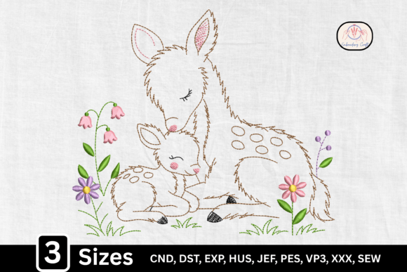 Woodland Deer Fawn: A Charming Embroidery Design for Small Business Branding